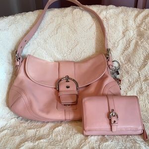 Coach shoulder bag and matching wallet.